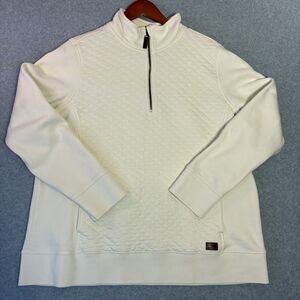 LL Bean Women’s 1X Plus Quilted Quarter Zip Pullover Cream Super Soft Fleece